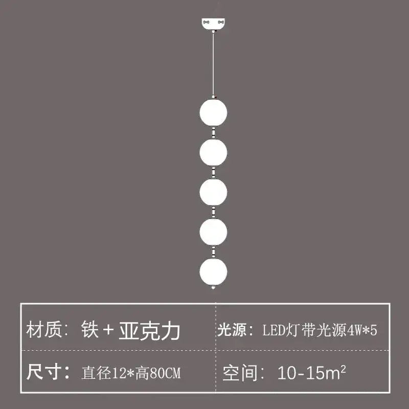 Modern nordic led pendant lamp with white spherical iron and acrylic design featuring five led lamp beads for dining room decorbites nordic led