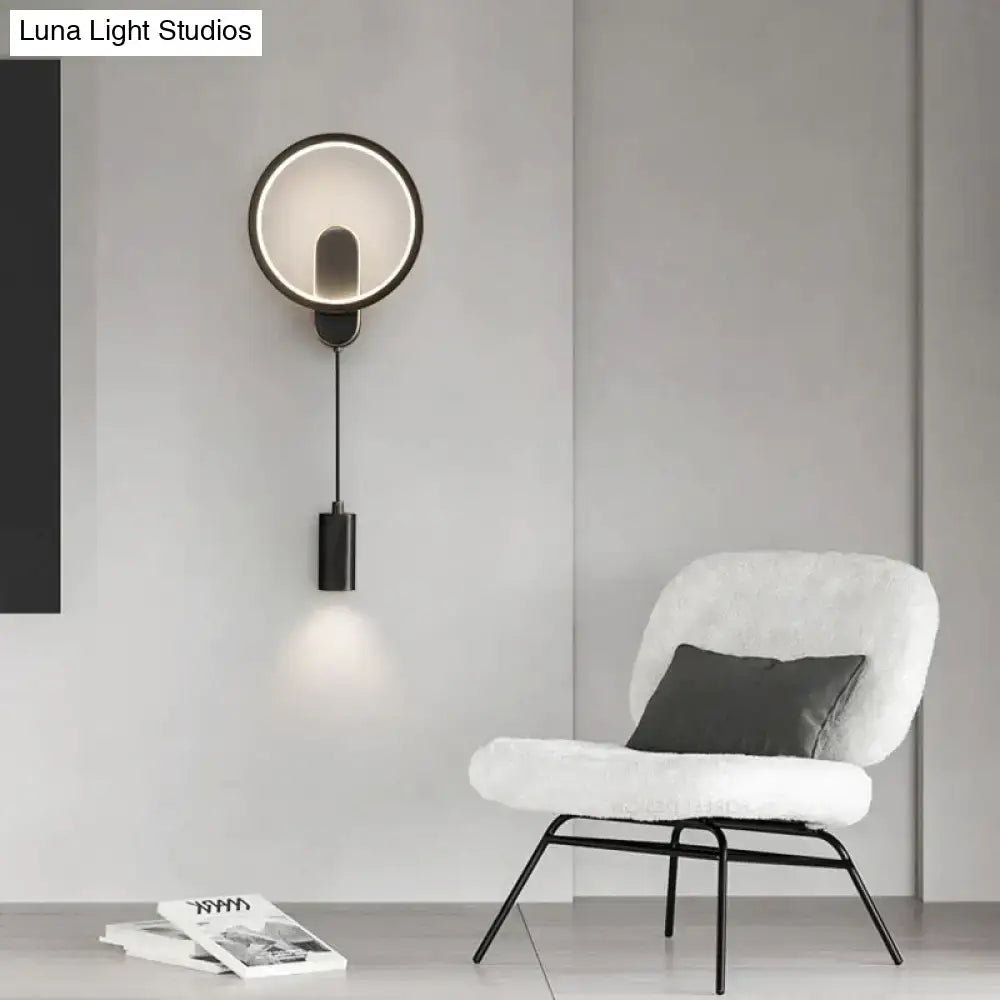 Modern nordic led black gold wall lamp with sleek metal frame and adjustable downward-facing light fixture for bedroom sconce