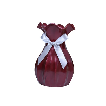 Modern Nordic Mini White Flower Vase Home Decor - Wine Red - Vase