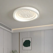 Modern nordic white led ceiling lamp with textured moon surface featuring raised bumps for bedroom lighting