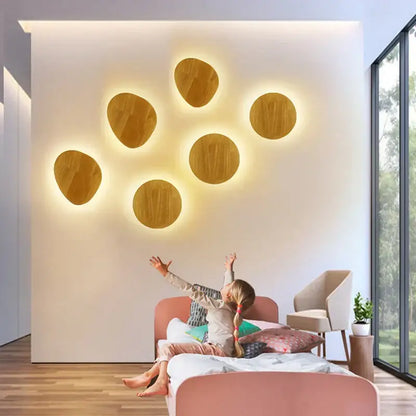 Modern nordic natural wood led wooden wall lamp with warm glowing light ideal for bedroom decorbites led wooden wall use