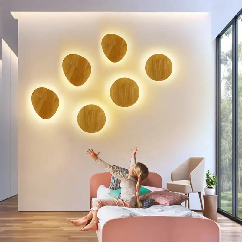 Modern nordic natural wood led wooden wall lamp with warm glowing light ideal for bedroom decorbites led wooden wall use