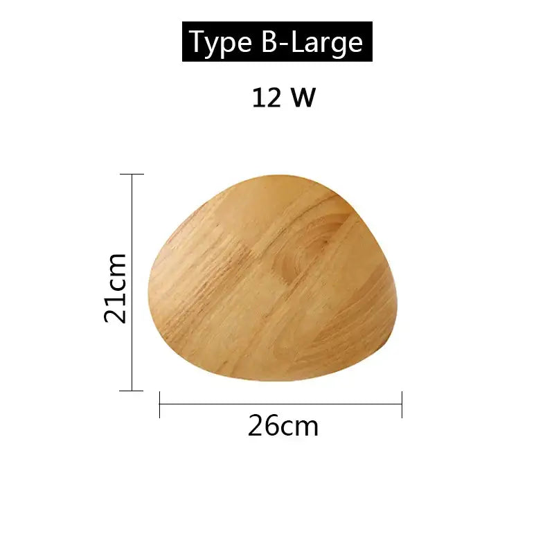 Light brown wooden tray with smooth natural grain and irregular oval design for decorbites led wooden wall lamp use