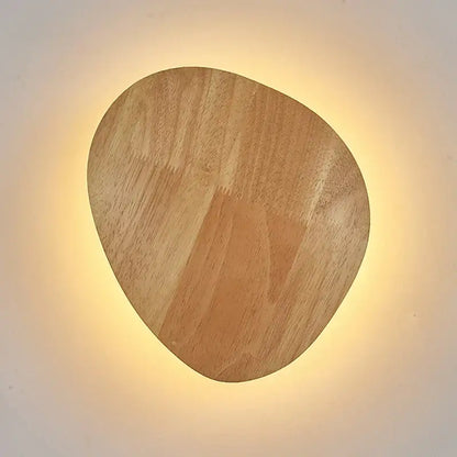 Modern nordic warm-toned irregular wood led wooden wall lamp with natural grain finish for bedroom decorbites led wooden wall