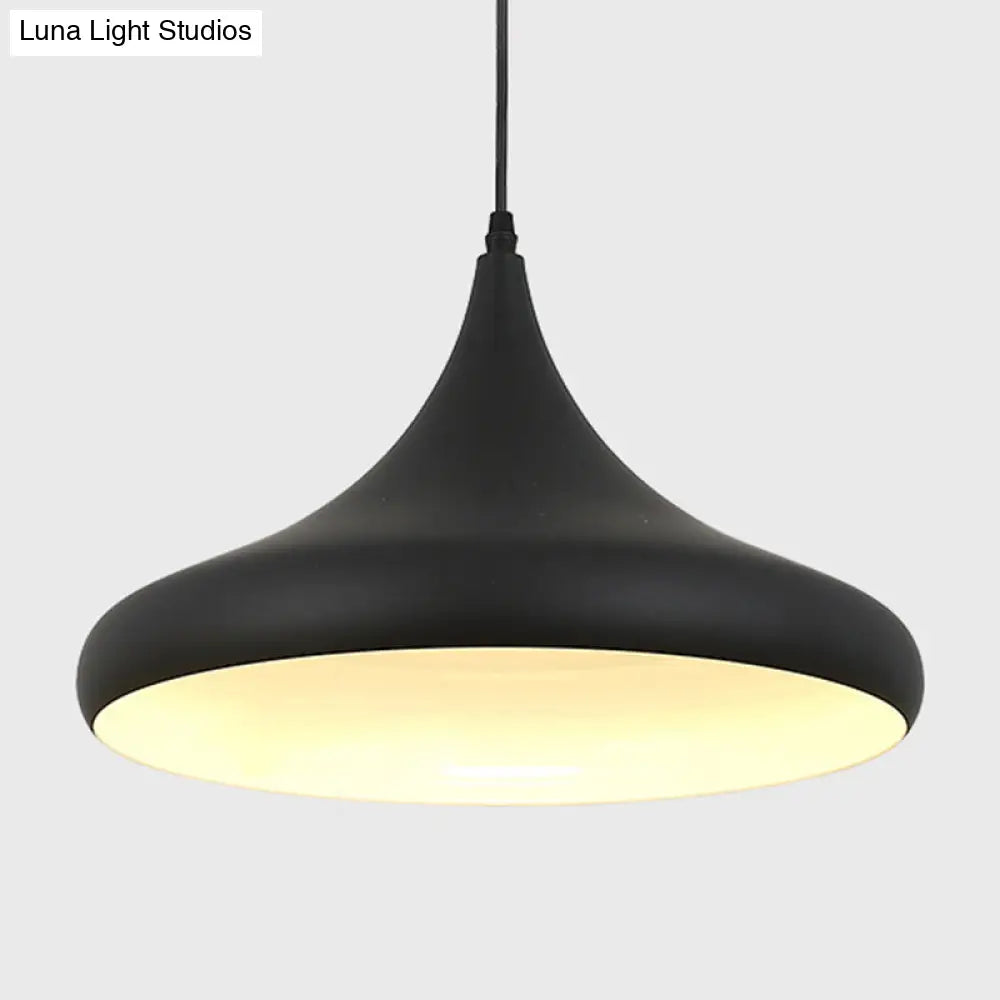 Modern Nordic Pendant Light – 1-Light Metallic Suspension Fixture in Black