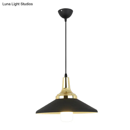 Modern Nordic Pendant Light – 1-Light Metallic Suspension Fixture in Black