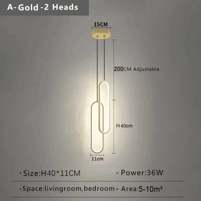 Modern Nordic Pendant Light for Home Decoration - Gold style 2 heads / 3 Light Color