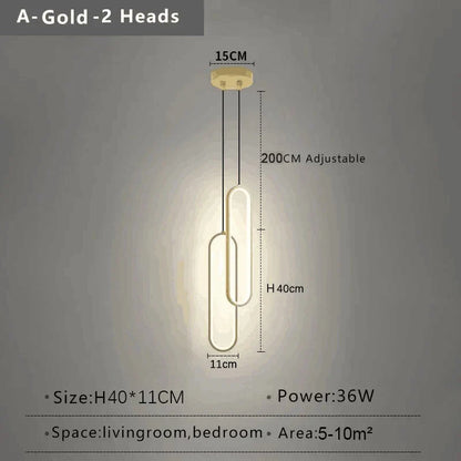 Modern Nordic Pendant Light for Home Decoration - Gold style 2 heads / 3 Light Color