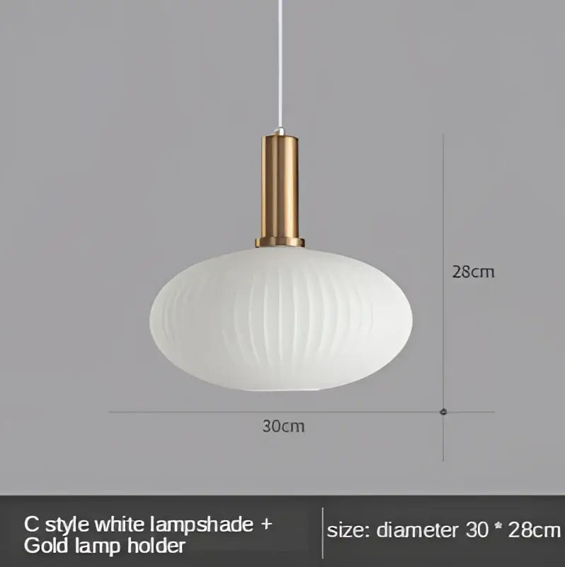 Modern nordic white ribbed glass led pendant lights with gold metal holder for dining room illumination