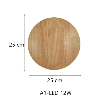 Modern nordic round eclipse wooden wall lamp with 25 cm light brown natural wood table design for bedroom use