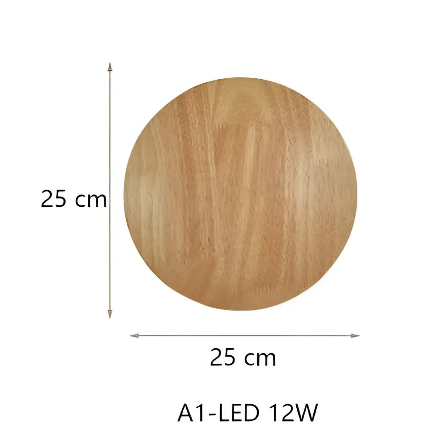 Modern nordic round eclipse wooden wall lamp with 25 cm light brown natural wood table design for bedroom use