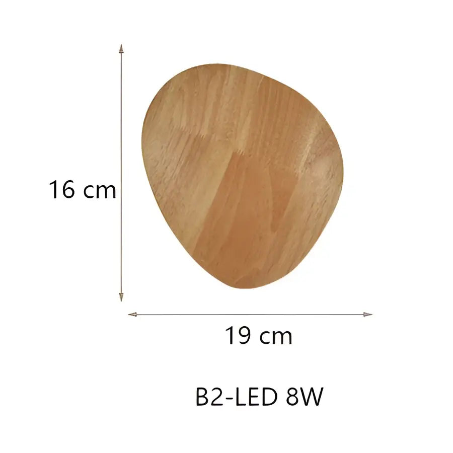 Modern nordic round eclipse wooden wall lamp in light brown with natural wood grain for bedroom use