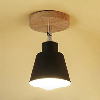 DecorBites™ DecorBites™ Modern Nordic Semi-Flush Mount - Sleek 1 Light Ceiling Fixture in Black/White Metal & Wood