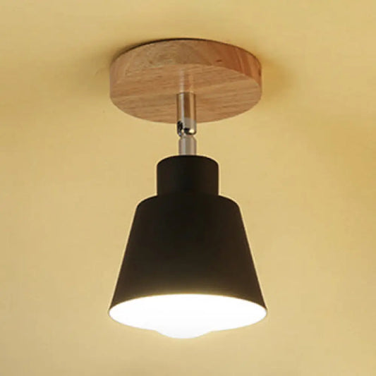 DecorBites™ DecorBites™ Modern Nordic Semi-Flush Mount - Sleek 1 Light Ceiling Fixture in Black/White Metal & Wood