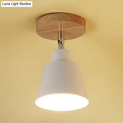 DecorBites™ DecorBites™ Modern Nordic Semi-Flush Mount - Sleek 1 Light Ceiling Fixture in Black/White Metal & Wood