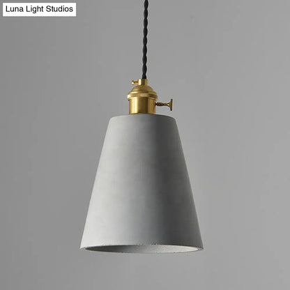 Modern Nordic Single-Bulb Grey Horn Shaped Ceiling Pendant with Cement Shade