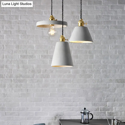 Modern Nordic Single-Bulb Grey Horn Shaped Ceiling Pendant with Cement Shade