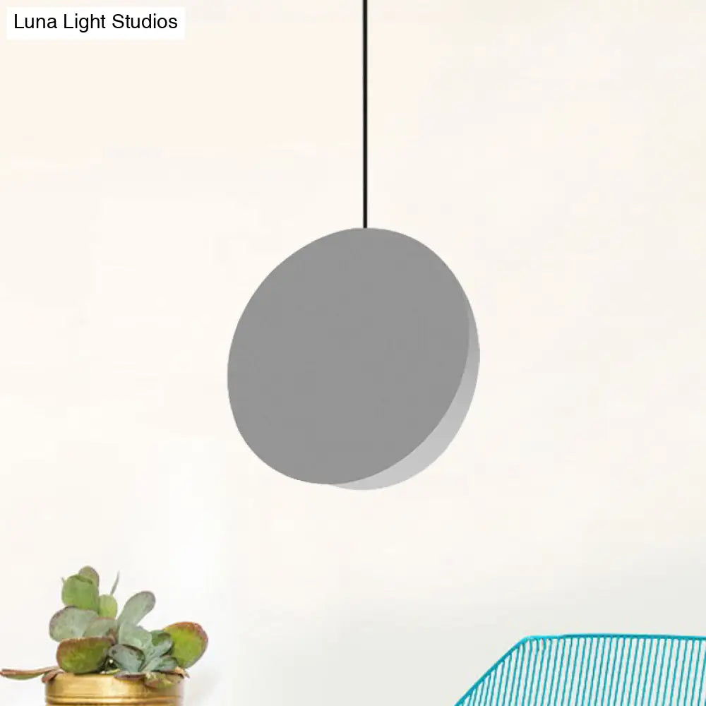 Modern Nordic Style 1-Light Metal Pendant Lamp (8"/12"W) - Black/Grey/White Hanging Ceiling Light