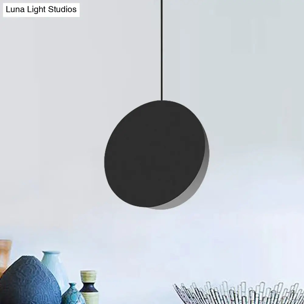 Modern Nordic Style 1-Light Metal Pendant Lamp (8"/12"W) - Black/Grey/White Hanging Ceiling Light