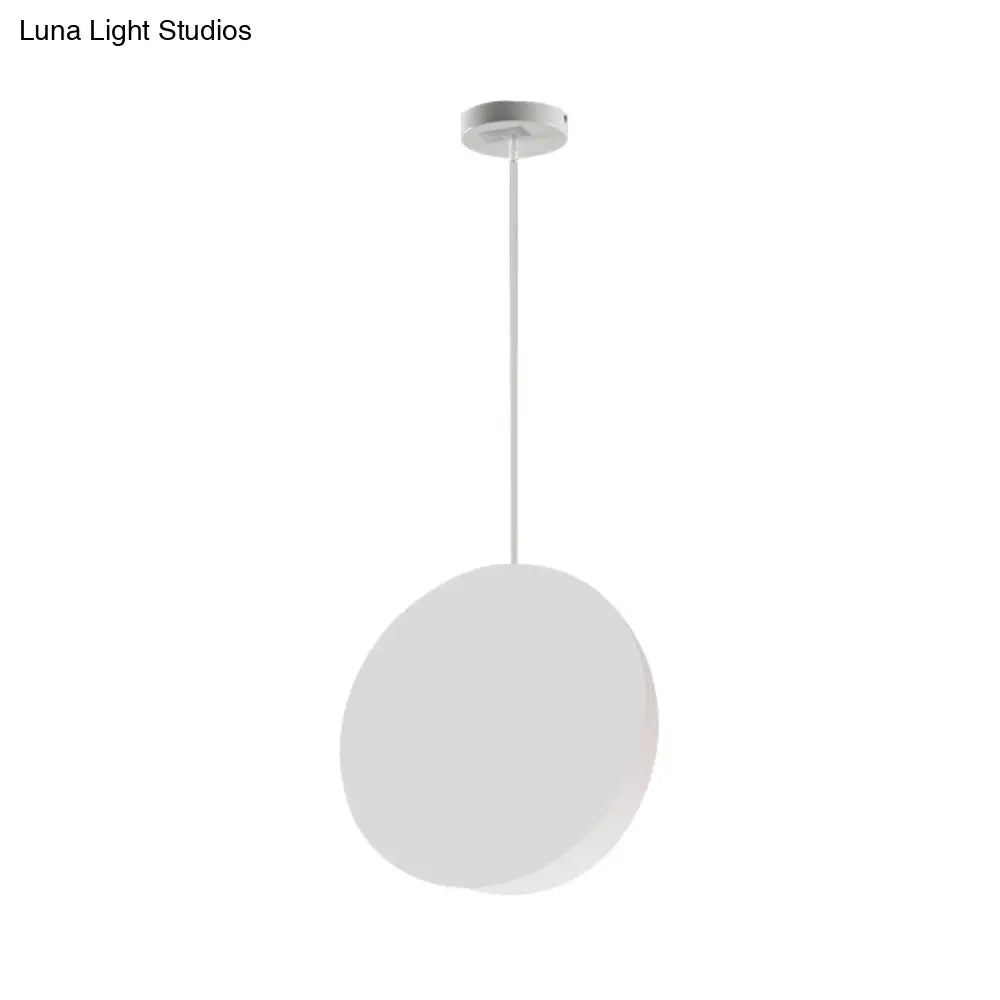 Modern Nordic Style 1-Light Metal Pendant Lamp (8"/12"W) - Black/Grey/White Hanging Ceiling Light