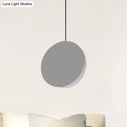 Modern Nordic Style 1-Light Metal Pendant Lamp (8"/12"W) - Black/Grey/White Hanging Ceiling Light