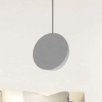 Modern Nordic Style 1-Light Metal Pendant Lamp (8"/12"W) - Black/Grey/White Hanging Ceiling Light