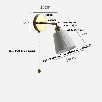 Modern nordic white ceramic wall light with textured diamond pattern and adjustable brass arm for bedroom decorbites ceramic wall use