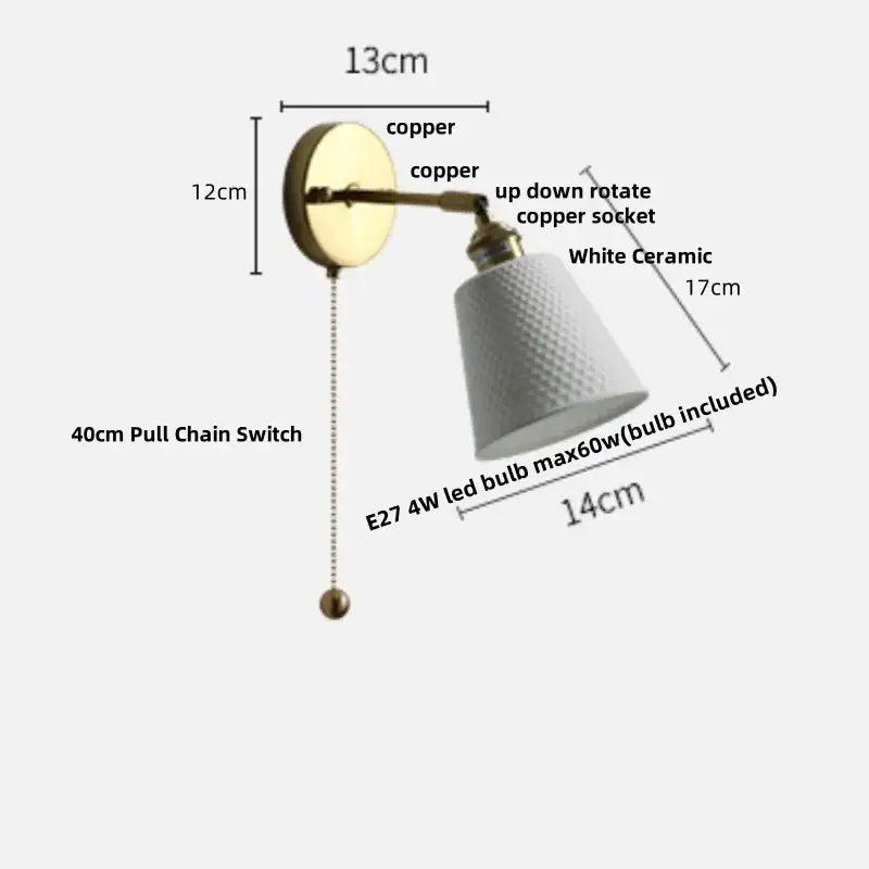 Modern nordic white ceramic wall light with textured diamond pattern and adjustable brass arm for bedroom decorbites ceramic wall use