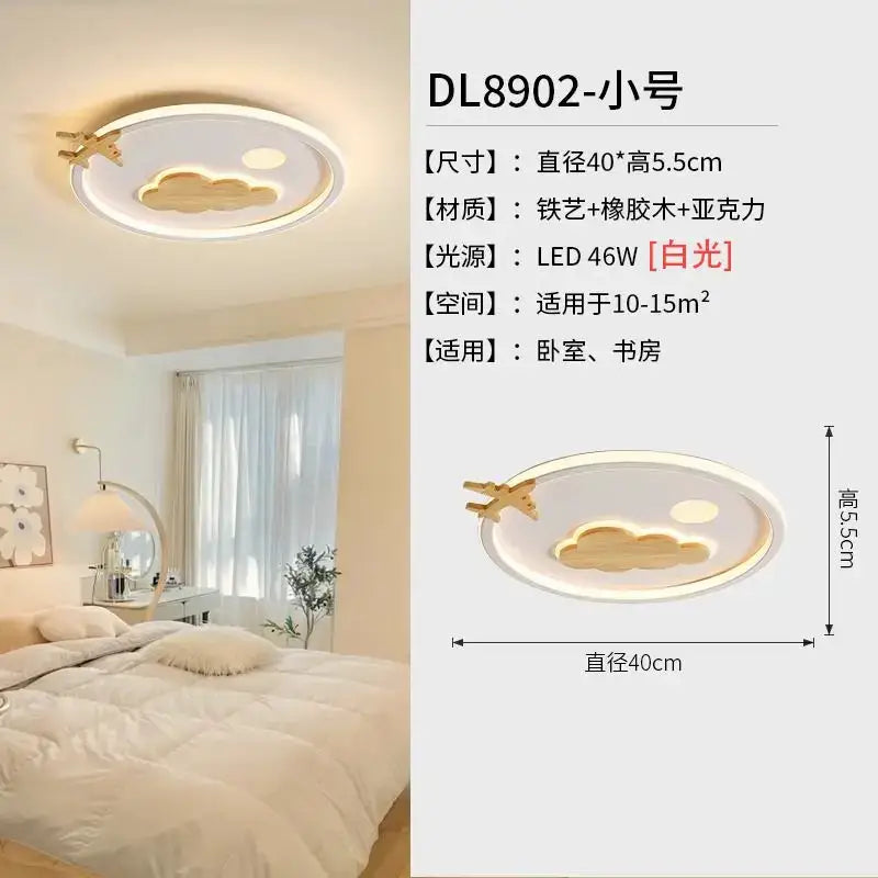 Modern nordic white decorbites cloud lamp with gold trim and airplane charm made of iron art rubber wood and acrylic