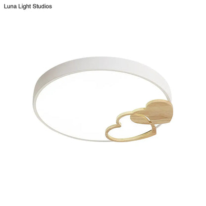 DecorBites™ DecorBites™ Modern Nordic Wood Heart Pattern Acrylic Flush Mount Ceiling Light in Green/White/Grey