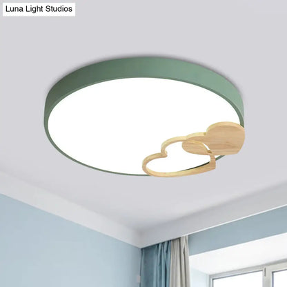 DecorBites™ DecorBites™ Modern Nordic Wood Heart Pattern Acrylic Flush Mount Ceiling Light in Green/White/Grey