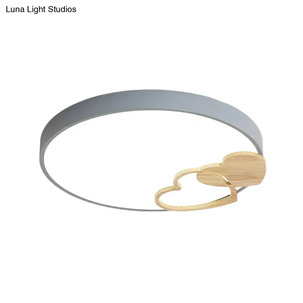 DecorBites™ DecorBites™ Modern Nordic Wood Heart Pattern Acrylic Flush Mount Ceiling Light in Green/White/Grey