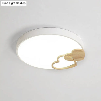 DecorBites™ DecorBites™ Modern Nordic Wood Heart Pattern Acrylic Flush Mount Ceiling Light in Green/White/Grey