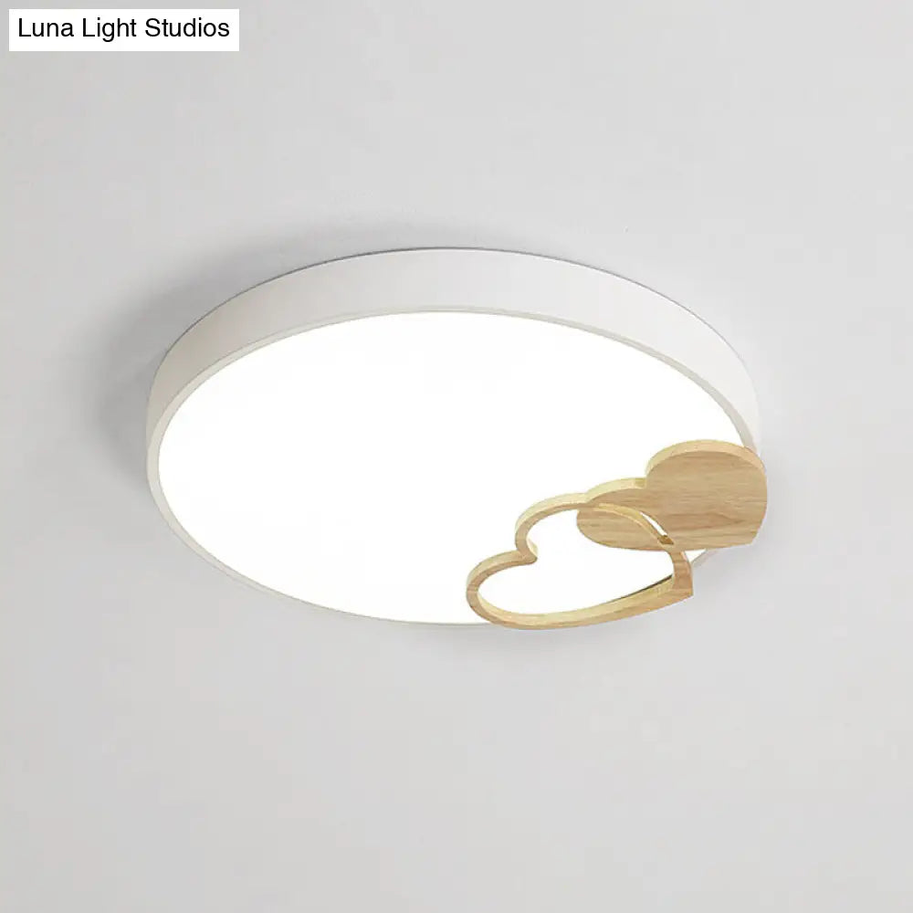 DecorBites™ DecorBites™ Modern Nordic Wood Heart Pattern Acrylic Flush Mount Ceiling Light in Green/White/Grey