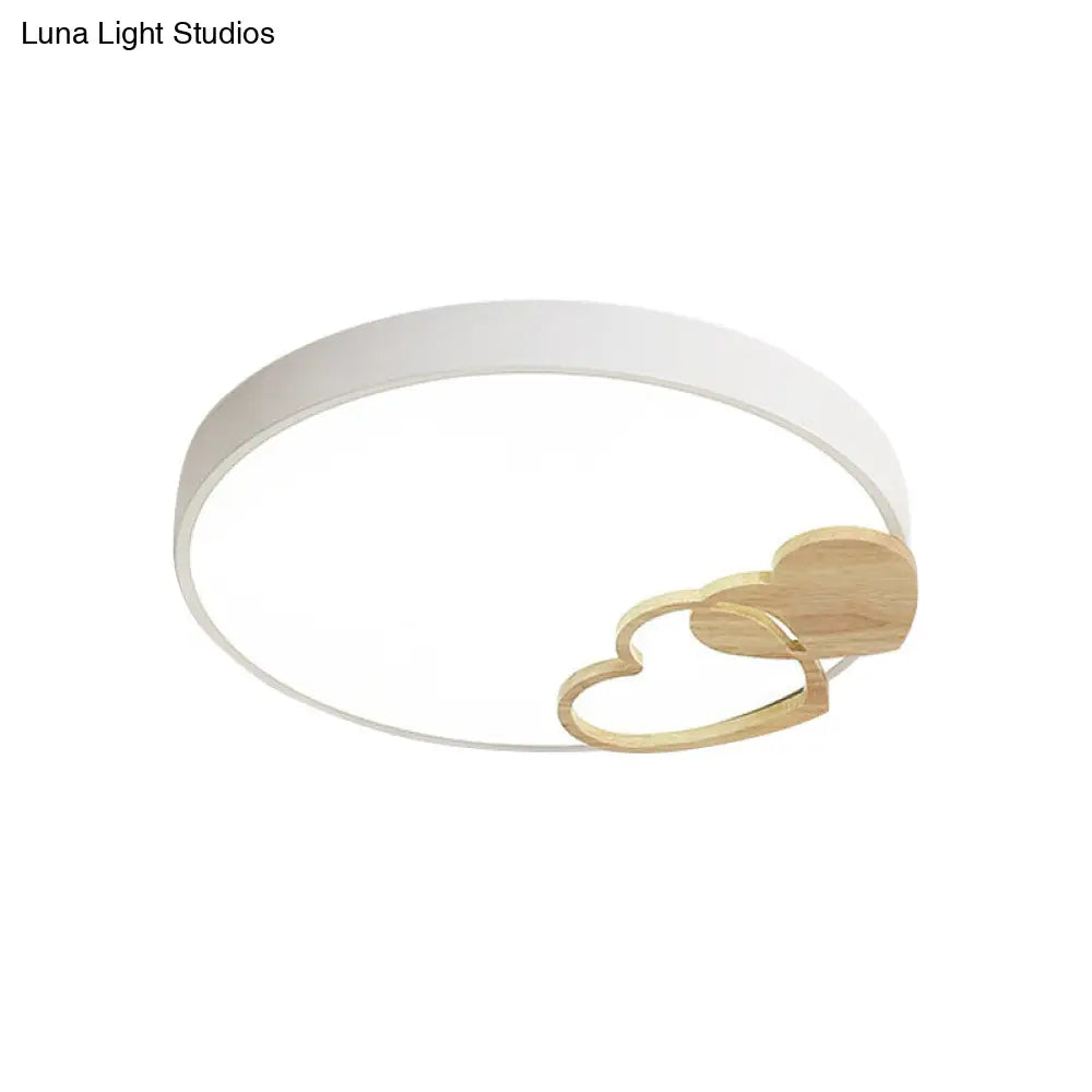 DecorBites™ DecorBites™ Modern Nordic Wood Heart Pattern Acrylic Flush Mount Ceiling Light in Green/White/Grey