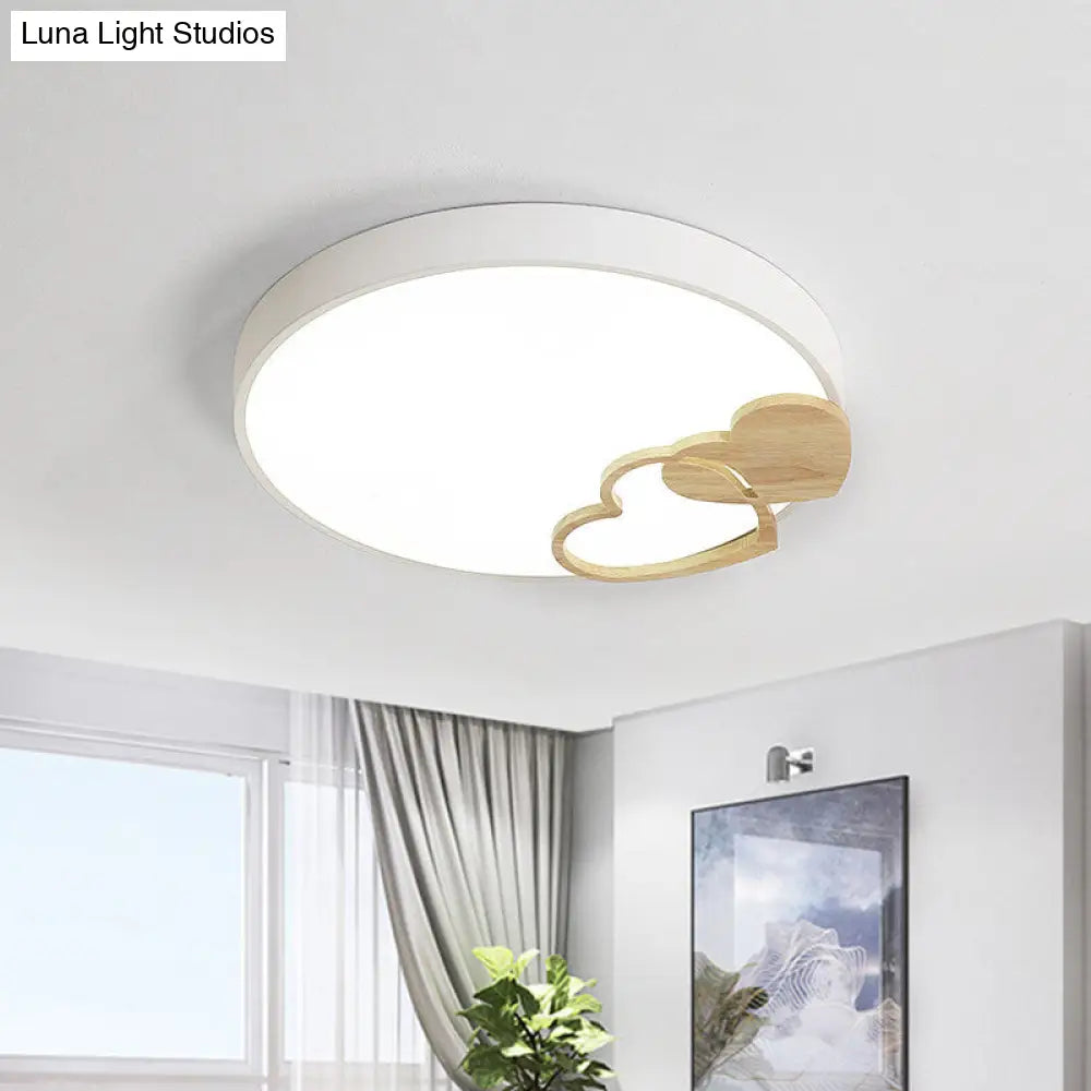 DecorBites™ DecorBites™ Modern Nordic Wood Heart Pattern Acrylic Flush Mount Ceiling Light in Green/White/Grey