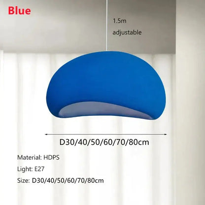 Modern off white ceramic pendant light led chandelier with vibrant blue hdps dome shade and adjustable cord by decorbites handmade modern