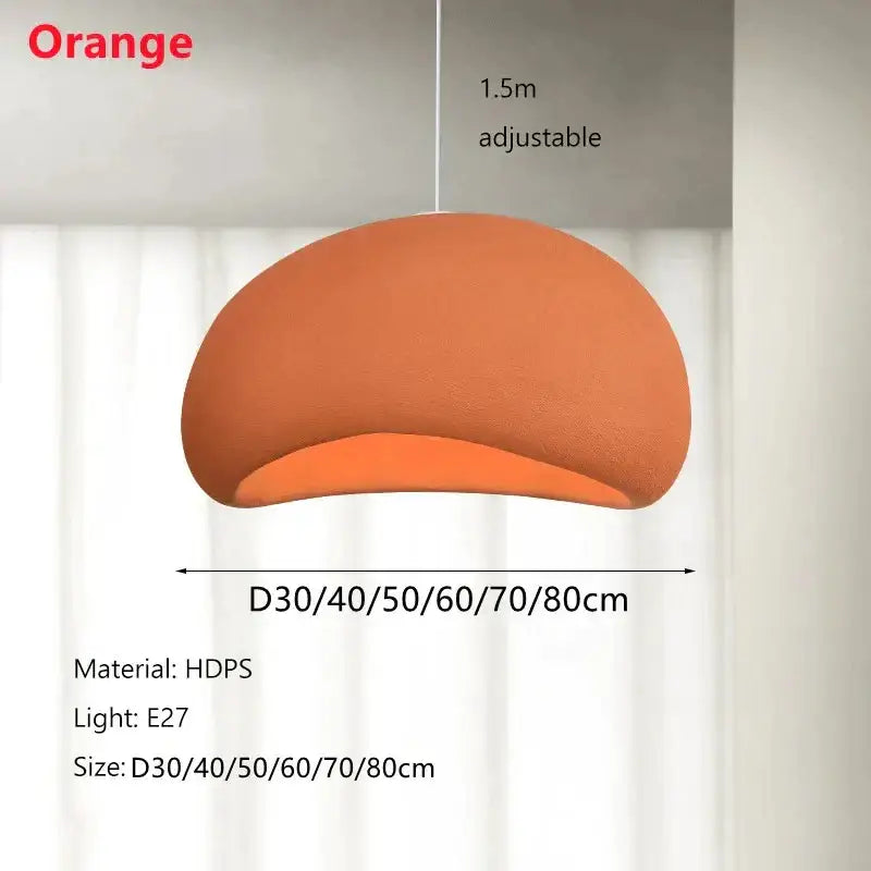 Modern off white ceramic led chandelier pendant light with orange hdps dome and e27 bulb socket by decorbites handmade modern