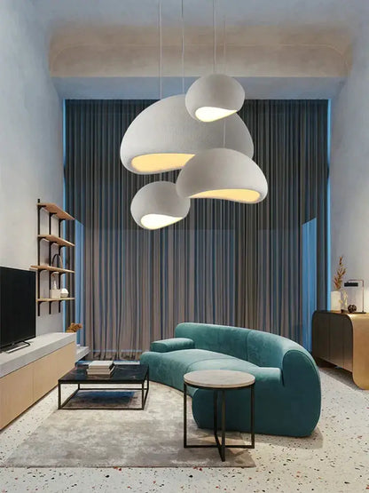 Modern off white ceramic pendant light with warm led chandelier illumination for dining room decorbites handmade modern design
