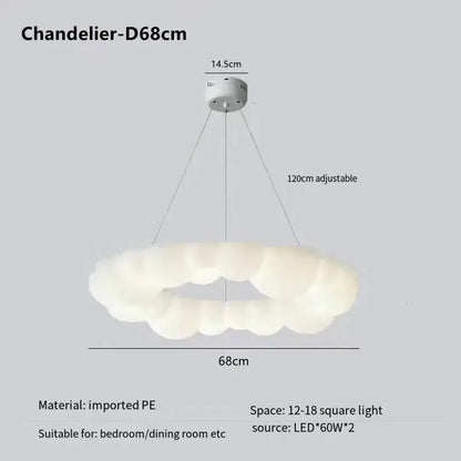 A modern off white cloud pendant led living room ceiling lamp with minimalist design and imported PE material by decorbites