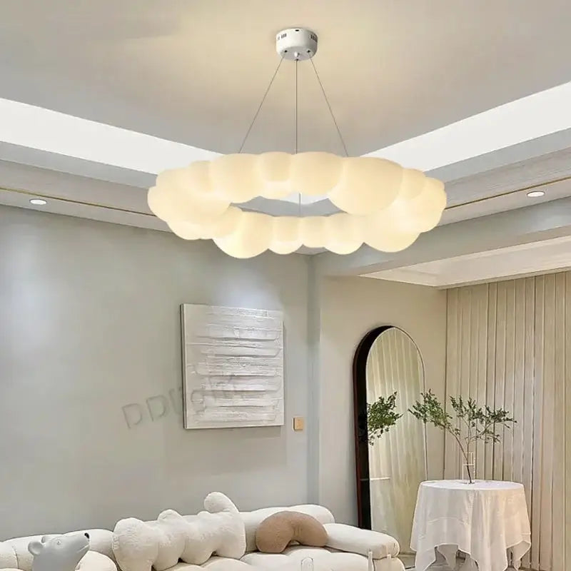 Modern off white cloud pendant light with translucent material and white ceiling mount decorbites cloud pendant led for living room