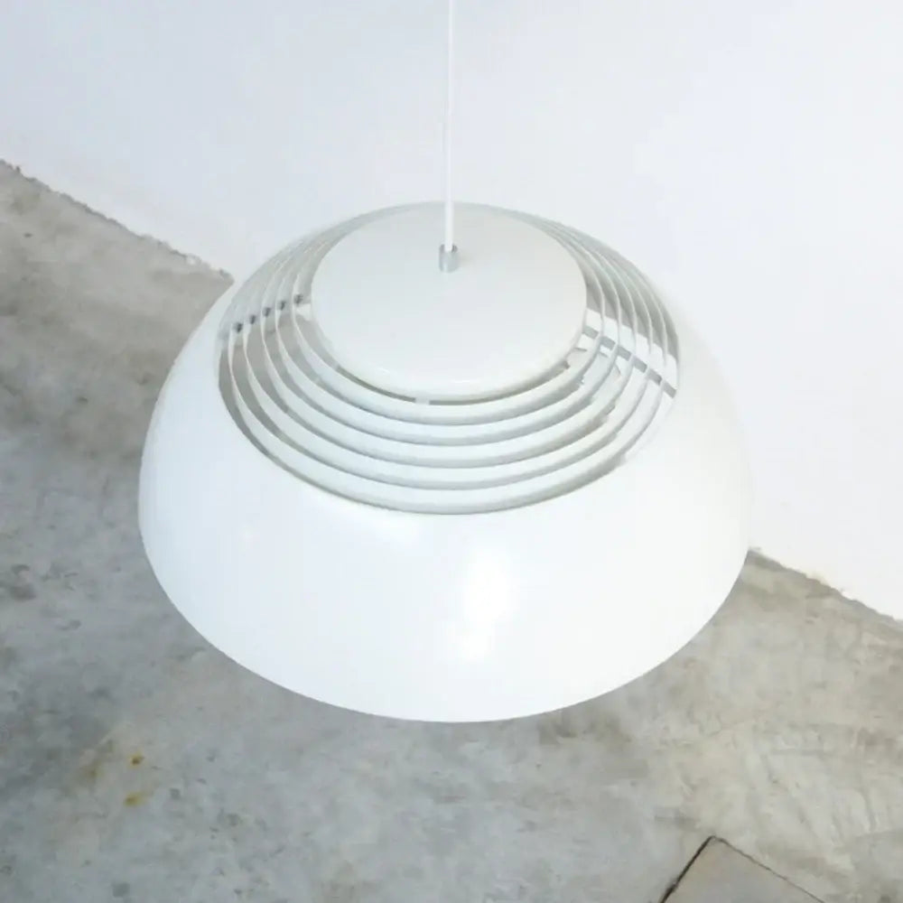 Modern off white pendant light with glossy metal concentric circular slats for dining room decorbites glass ball pendant