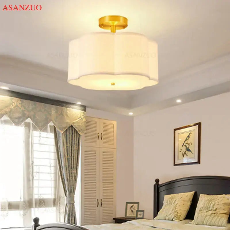 Modern off white textured fabric drum ceiling light with gold-toned metal fixture for bedroom decorbites copper acrylic ceiling