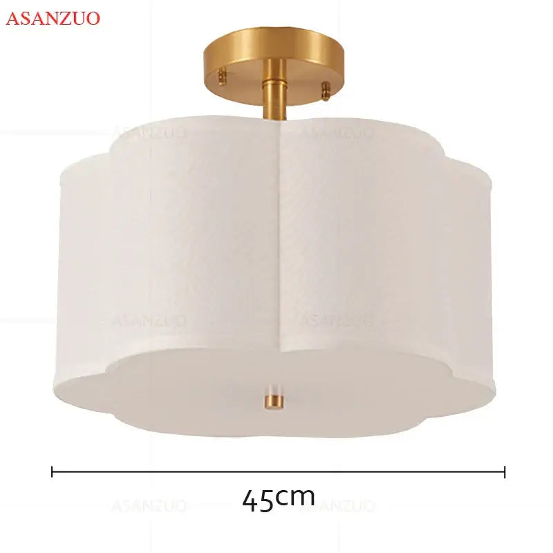 Modern off white textured fabric scalloped lampshade with gold-toned fixture for decorbites copper acrylic ceiling light