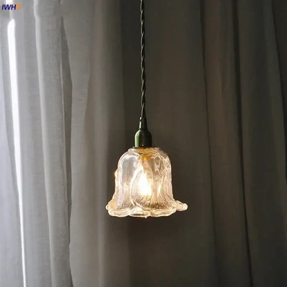 Modern olive green copper glass led pendant lamp with a fluted bell-shaped glass shade for kitchen decorbites copper glass