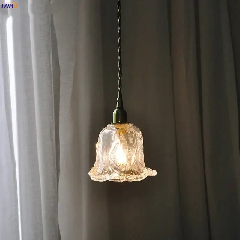 Modern olive green copper glass led pendant lamp with a fluted bell-shaped glass shade for kitchen decorbites copper glass