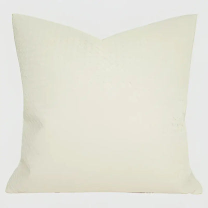 Cream-colored square pillow cover with subtle woven texture for modern olive green geometric faux leather decorbites decor