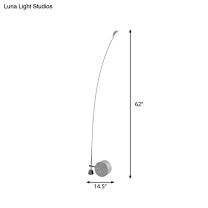 DecorBites™ modern black metal floor lamp with slender curved arm and circular base 62 inch 110v-120v for living room