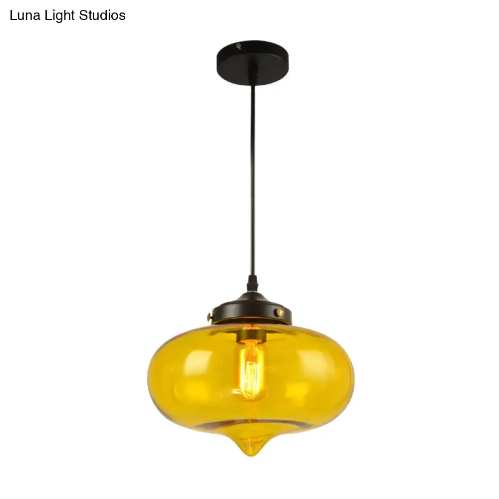 Modern Onion Pendant Light – Gray/Red/Yellow Glass – Ceiling Fixture for Restaurants