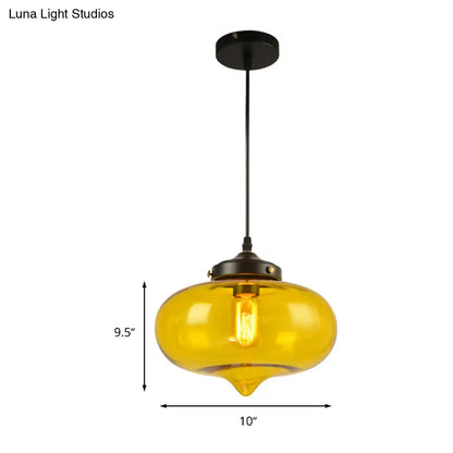 Modern Onion Pendant Light – Gray/Red/Yellow Glass – Ceiling Fixture for Restaurants